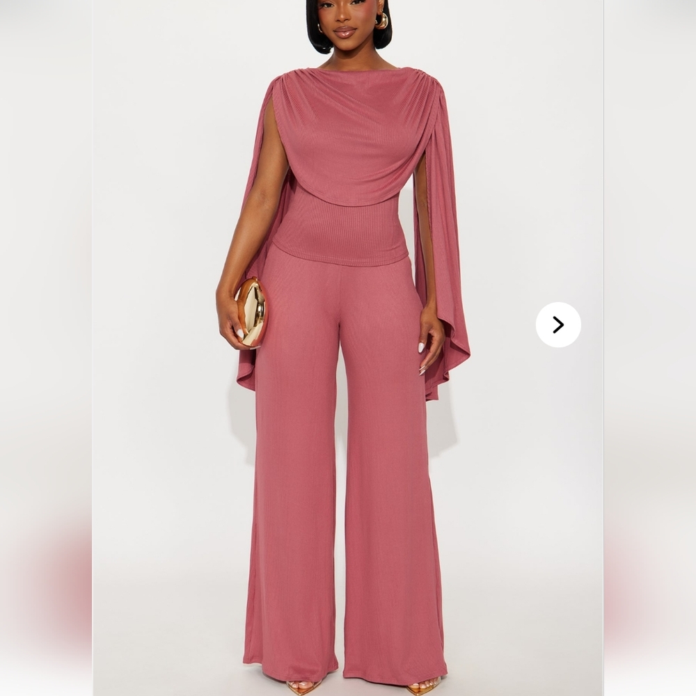 Fashion Nova Draped Pink Pantsuit